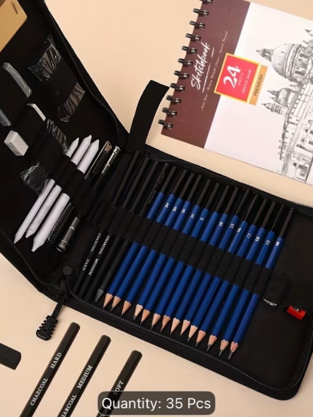Amazon Blue Artist Pencil & Sketch Accessory Set - 35 Pc